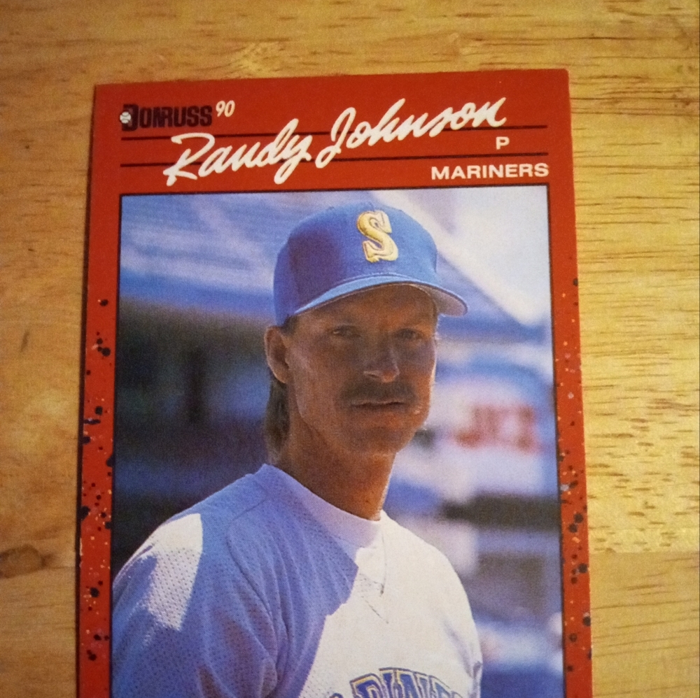 Two Randy Johnson 1990 Donruss error cards